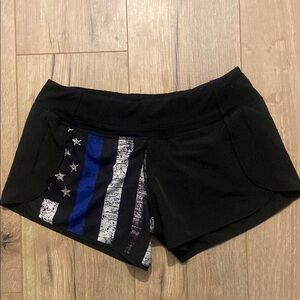 Black Women's Shorts with Blue Stripe